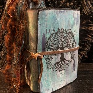 Distressed Leather Tree of Life Journal. Handmade.